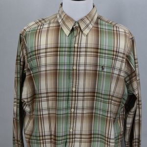 Ralph Lauren Mens Classic Tan/Green Plaid XXL LSS